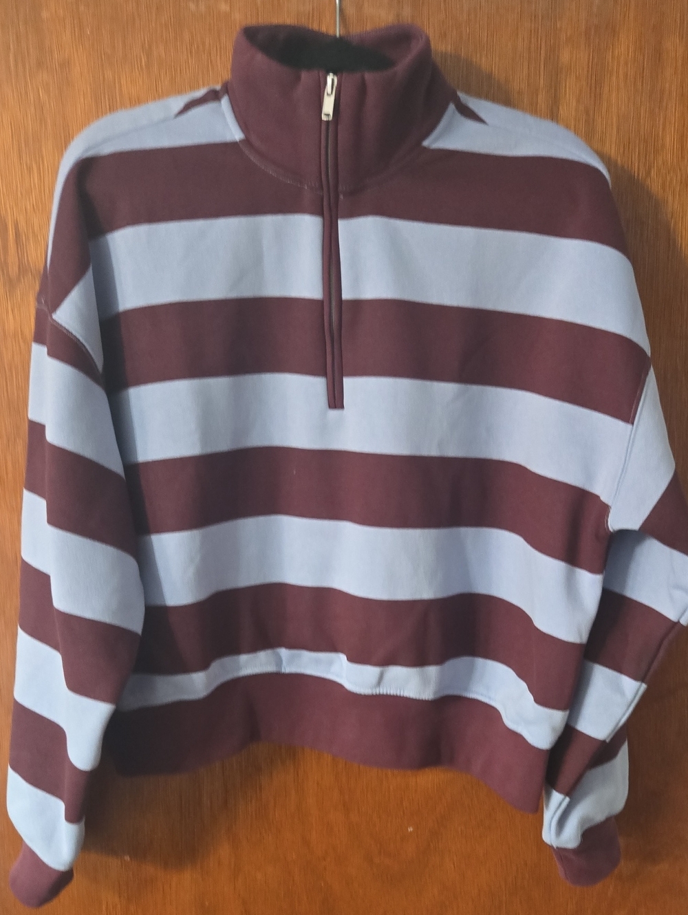 GAP Striped Half-Zip Sweatshirt - Maroon & Light Blue